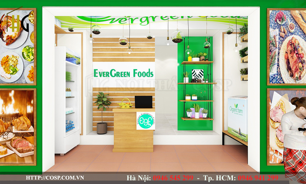 Thiết kế shop thực phẩm chế biến Evergreen Foods