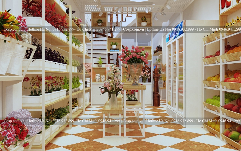 Thiết kế không gian nội thất cửa hàng hoa quả The Flower Shop