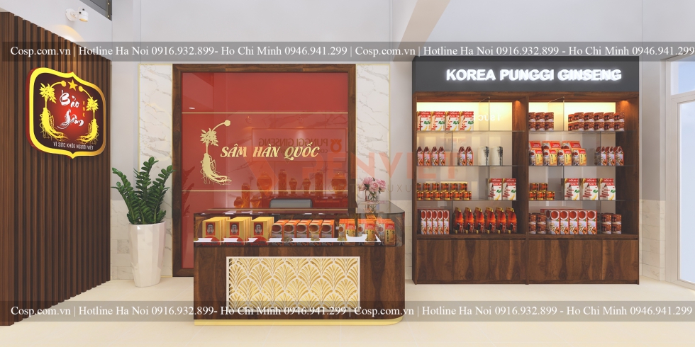 Thiét kế cửa hàng rượu sâm Hàn Quốc